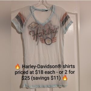Vintage Harley-Davidson® White Sheer Tee Bronze/Silver & Gold Embellishments
